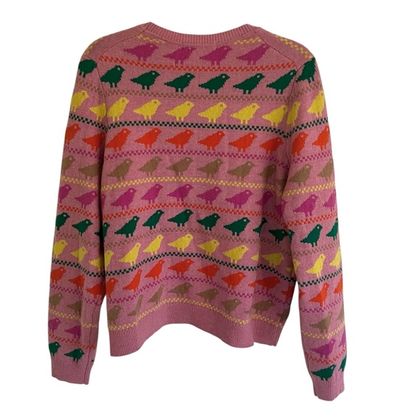 Boden Pink Multicolor Edie Fair Isle Sweater in Pink Birds Large - Picture 2 of 9